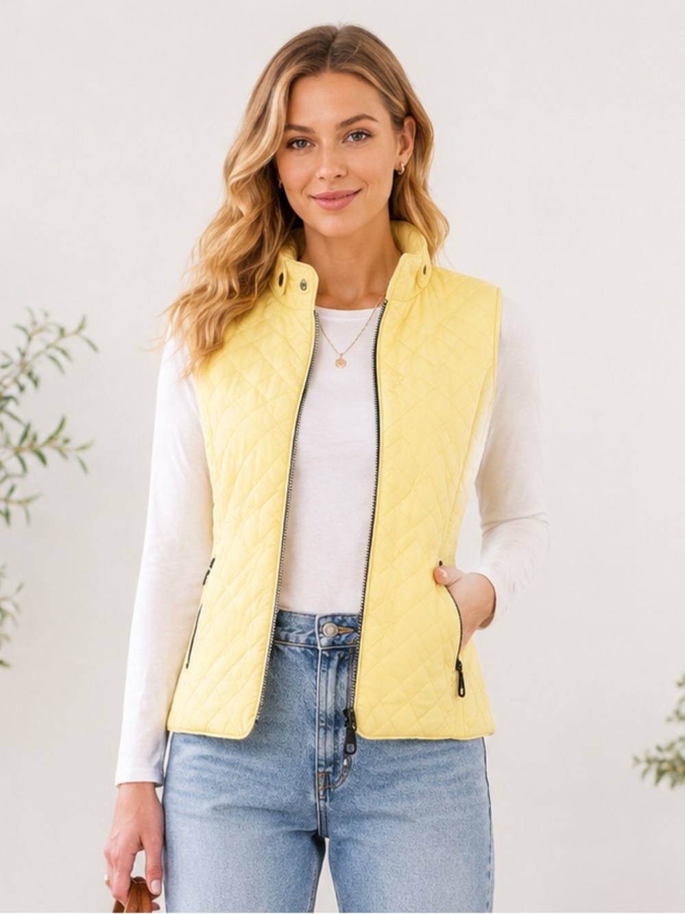 41 Hawthorn Yellow Quilted Vest Women’s XS Zip Puffer Stitch Fix Preppy Fall